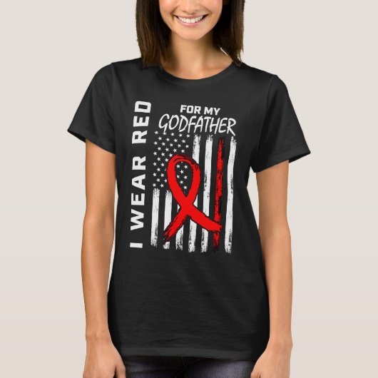 Red Ribbon Godfather Heart Disease Awareness Ameri T-Shirt (Vorderseite)