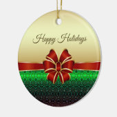 Red Ribbon Gold Holiday Ornament (Links)