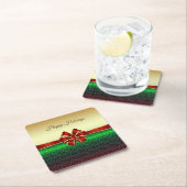 Red Ribbon Gold Holiday Paper Untersetzer (Vor Ort)