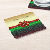 Red Ribbon Gold Holiday Paper Untersetzer (angewinkelt)