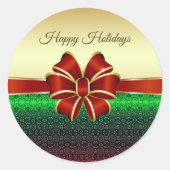 Red Ribbon Gold Holiday Sticker (Vorderseite)