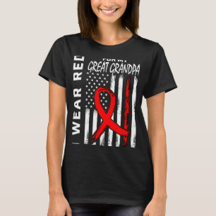 Red Ribbon Great Grandpa Herzkrankheit Bewusstsein T-Shirt