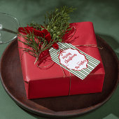 Red Ribbon Green Stripe Custom Christmas Geschenkanhänger