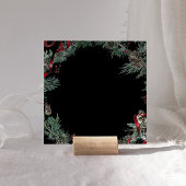 Red Ribbon Greenerity Wreath Square Open House Einladung