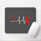Red Ribbon Heartbeat Design For Heart Disease Awar Mousepad (Mit Mouse)