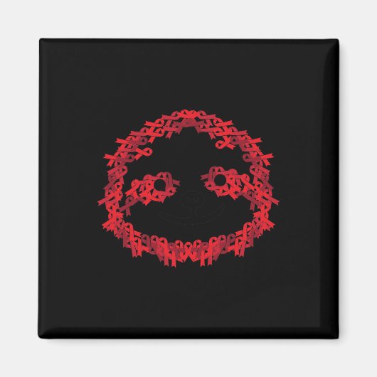 Red Ribbon HIV Aids Brain Aneurysm Sloth Cool Awar Magnet (Vorne)
