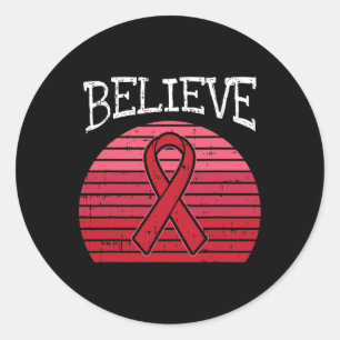 Red Ribbon HIV Aids Gehirnaneurysm Stroke Awarenes Runder Aufkleber