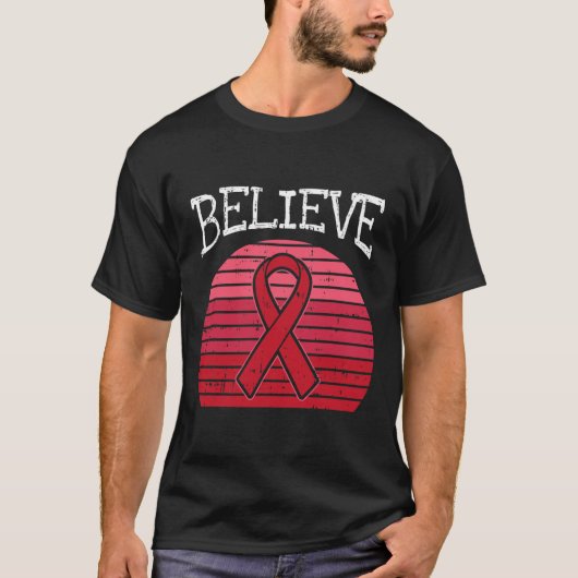 Red Ribbon HIV Aids Gehirnaneurysm Stroke Awarenes T-Shirt (Vorderseite)