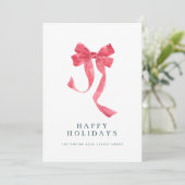 Red Ribbon Holiday Corporate Weihnachtskarte Einladung (Stehend Vorderseite)