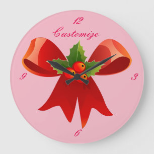 Red Ribbon Holly Thunder_Cove Große Wanduhr