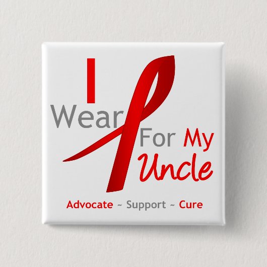 Red Ribbon ich trage Rot für meinen Onkel Button (Vorderseite)