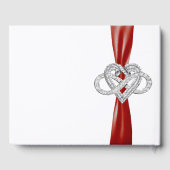 Red Ribbon Infinity Heart Wedding Gästebuch (Rückseite)