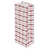 Red Ribbon Infinity Heart Wine Gift Bag Geschenktüte Für Weinflaschen (Rückseite Schrägansicht)