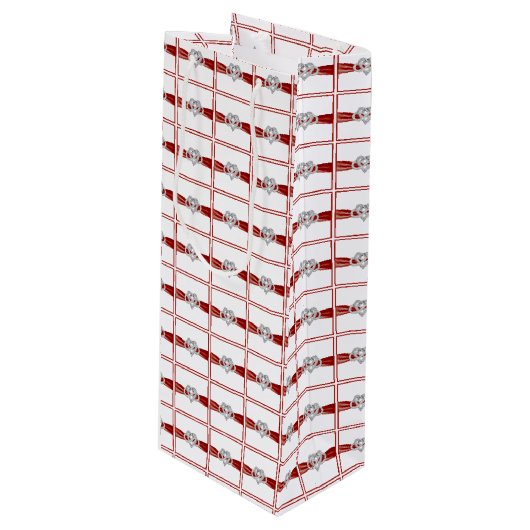Red Ribbon Infinity Heart Wine Gift Bag Geschenktüte Für Weinflaschen (Vorderseite Schrägansicht)