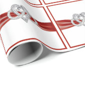 Red Ribbon Infinity Heart Wrapping Paper Geschenkpapier (Rolleneckpunkt)