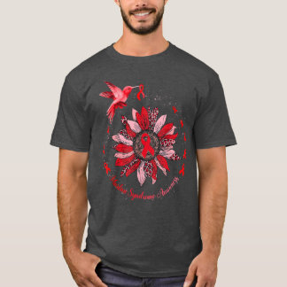 Red Ribbon Leopard Sunflower Marfan Syndrom Aware T-Shirt