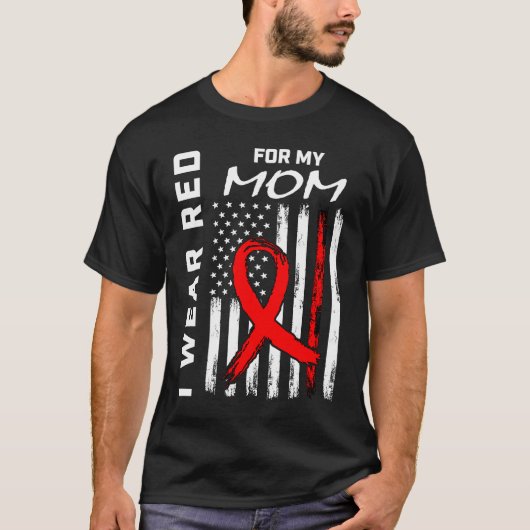 Red Ribbon Mama Herzerkrankungen Bewusstsein Ameri T-Shirt (Vorderseite)