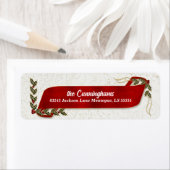 Red Ribbon mit Holly and Berries Holiday Address (Insitu)