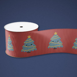 Red Ribbon mit Kawaii Weihnachtsbaum Ripsband