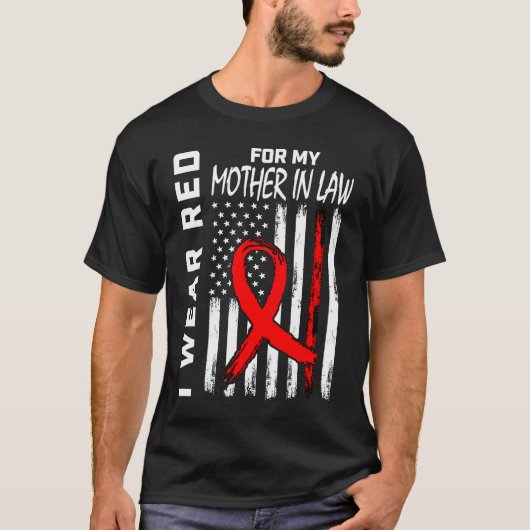 Red Ribbon Mutter im Recht Herzkrankheiten Bewusst T-Shirt (Vorderseite)