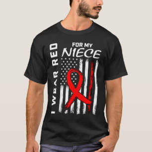Red Ribbon Nichte Herzkrankheiten Bewusstsein Amer T-Shirt