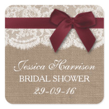 Red Ribbon on Burlap & Lace Brautparty
