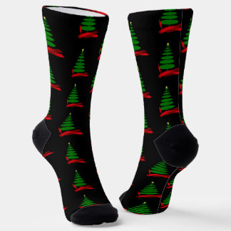 Red Ribbon on Tree Christmas Socken