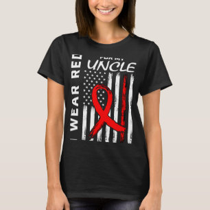Red Ribbon Onkel Heart Disease Awareness American T-Shirt