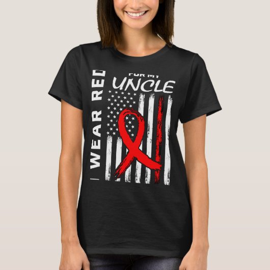 Red Ribbon Onkel Heart Disease Awareness American T-Shirt (Vorderseite)
