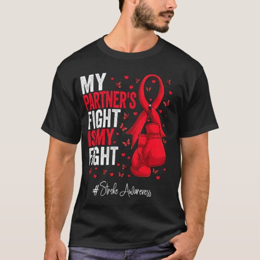 Red Ribbon Partner Stroke Awareness T-Shirt (Vorderseite)