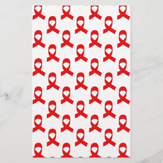 Red Ribbon Pattern Briefpapier (Vorderseite)