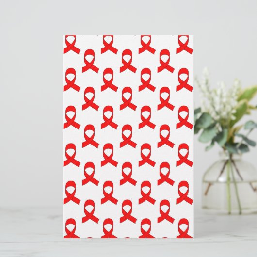 Red Ribbon Pattern Briefpapier (Stehend Vorderseite)
