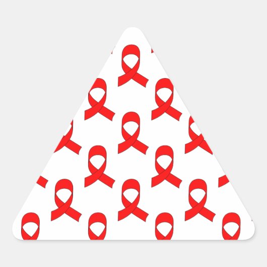 Red Ribbon Pattern Dreieckiger Aufkleber (Vorderseite)