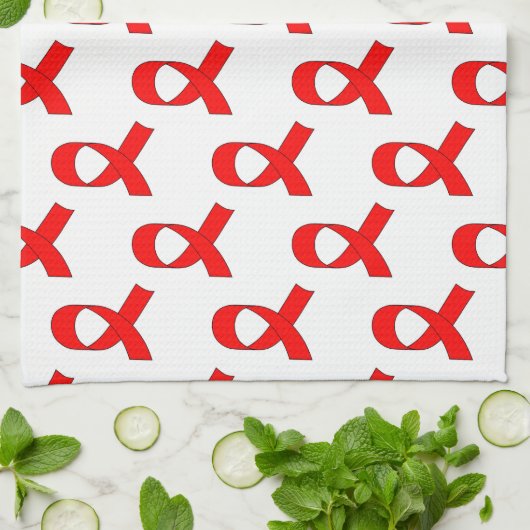 Red Ribbon Pattern Handtuch (Gefaltet)
