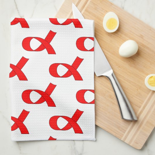 Red Ribbon Pattern Handtuch (Viertel Falte)