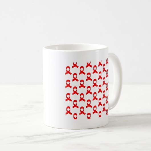 Red Ribbon Pattern Kaffeetasse (VorderseiteRechts)