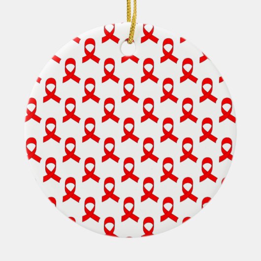 Red Ribbon Pattern Keramikornament (Vorne)
