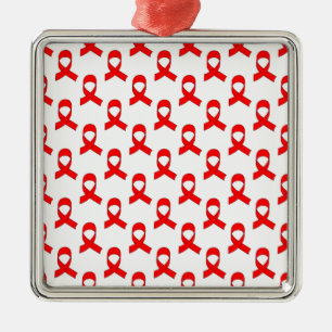 Red Ribbon Pattern Ornament Aus Metall