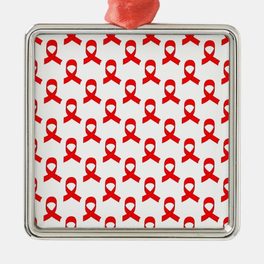 Red Ribbon Pattern Ornament Aus Metall (Vorne)