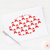 Red Ribbon Pattern Ovaler Aufkleber (Umschlag)