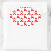 Red Ribbon Pattern Ovaler Aufkleber (Tasche)