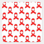 Red Ribbon Pattern Quadratischer Aufkleber (Vorderseite)