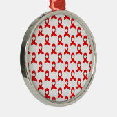 Red Ribbon Pattern Silbernes Ornament (Rechts)