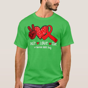 Red Ribbon Peace Liebe heilt den Welt-AIDS-Tag T-Shirt