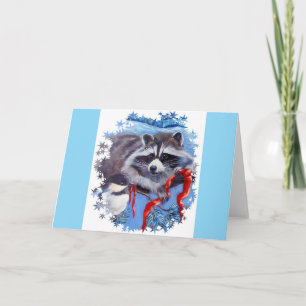 Red Ribbon Raccoon Grußkarte Einladung