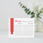 Red Ribbon Rezept Card Postkarte (Stehend Vorderseite)