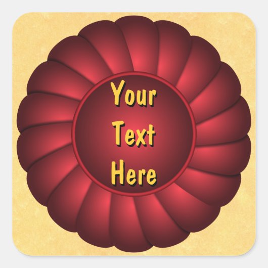 Red Ribbon Rosette zum Personalisieren Quadratischer Aufkleber (Vorderseite)
