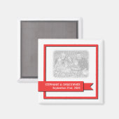 Red Ribbon Save the Date Foto Magnet (Vorderseite/Rückseite)