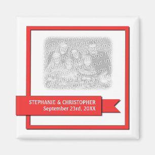 Red Ribbon Save the Date Foto Magnet