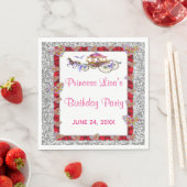 Red Ribbon Silver Glitzer Royal Princess Birthday Serviette (Beispiel)